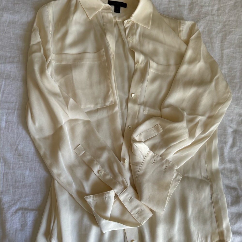 Silk Cream Button Down Shirt